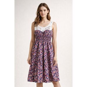 Delia’s Floral Lace Bodice Smocked Sundress Juniors Medium Boho